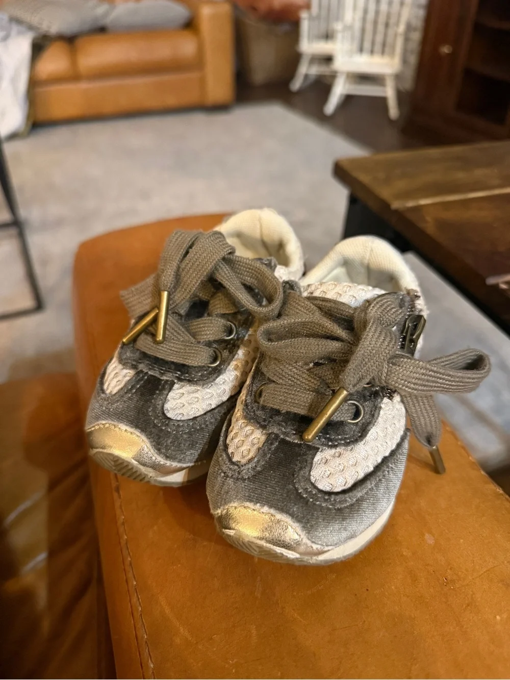 Joyfolie Gray and Gold Toddler Sneakers